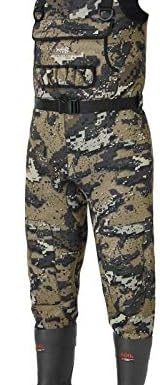 BASSDASH Bare Camo Neoprene Chest Fishing Hunting Waders for Men with 600 Grams Insulated Rubber Bootfoot